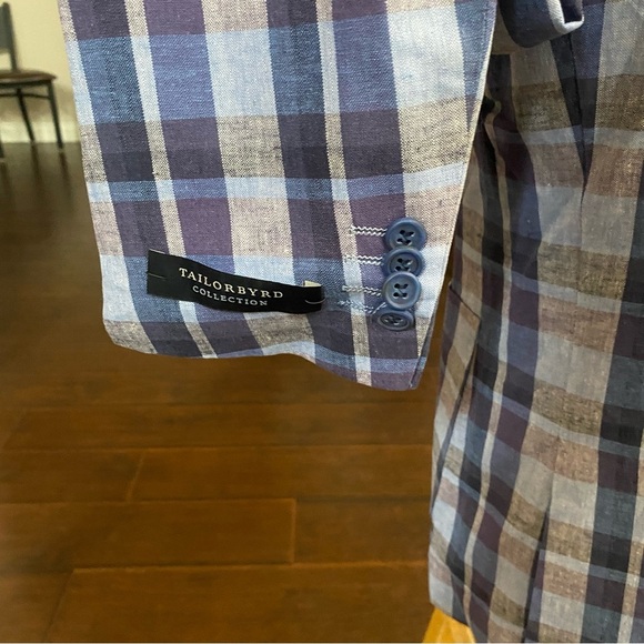 New Tailorbyrd linen blend check pattern 2 button sports coat men’s size 40R - Picture 5 of 8